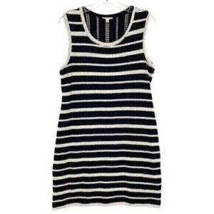 Max Studio Striped Cotton Embroidered Rope Dress